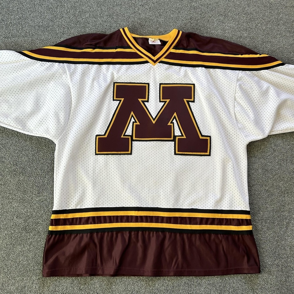 Vintage Minnesota Golden Gophers Jersey Mens XL‎ White NCAA Hockey K1 USA 90s